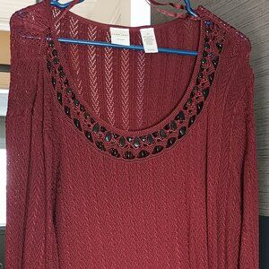 Knit Red Blouse 2x